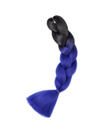 Buy Gairyan Jumbo Braid Extensions - 24 Ombre Synthetic Box Braids Hair (Black & Sapphire) - 100g for Crochet Twists | International Shipping Available - Buy Online on GoSupps.com