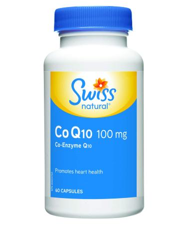 Swiss Natural Co Q10 (co-enzyme Q10) 100mg | Promotes Cardiovascular Health | Aids Energy Production | Provides Antioxidant Protection | Non-GMO Gluten Free | 60 Soft Gel Capsules