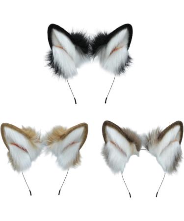 amangul Cute Wolf for Dog Ears Hair Hoop Women Headband Makeup for Head Band for Photoshoot Christmas Hair Acces(Camel White) - Buy Online on GoSupps.com