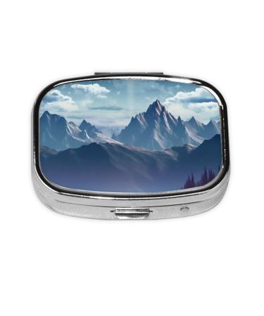 Mountain Printed Square Pill Box Portable Travelling Pill Box Medicine Organiser