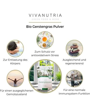 Buy Vivanutria Pure Organic Barley Grass Powder 400g - Raw Food Quality Vegan & Tested Organic with Analysis Certificate - 3-Month Pack from Germany - Buy Online on GoSupps.com