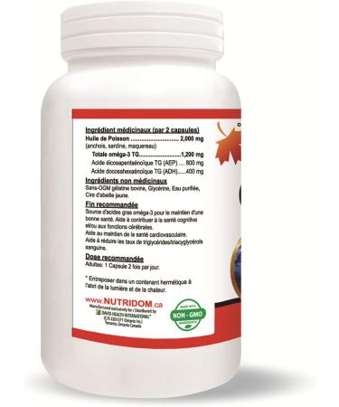 Nutridom Omega-3 Fish Oil 1 000 mg Enteric No Fishy Aftertaste Fish Oil Supplement with EPA & DHA Fatty Acids Supports Heart Brain and Joint Health (120 Count) - Buy Online on GoSupps.com