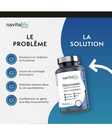 Glucosamine Chondro tine 1100mg Premium Complex + MSM + Hydrolysed Marine Collagen | Am liore la Mobilit R duit la Douleur | Avec Acide Hyaluronique Zinc S l nium et Boswellia - Buy Online on GoSupps.com