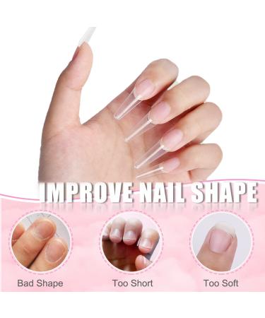Clear Coffin Nails Tips Half Cover 500Pcs - IKOCO Professional Ballerina False Nails Kit with Glue, Clipper, and Buffer - Buy Online on GoSupps.com