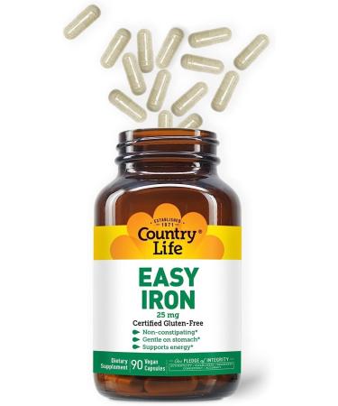 Easy Iron 25mg 90 Veg Capsules | Gluten-Free, Vegan, Non-GMO | Certified and Verified - Buy Online on GoSupps.com