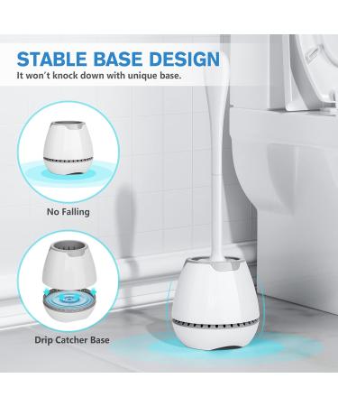 2 Pack Toilet Bowl Brush Set with Ventilated Holder - Durable Bristles, Long Ergonomic Handle - Bathroom Cleaning Scrubber Kit (White) - Buy Online on GoSupps.com