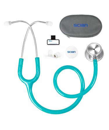 SCIAN Stethoscope Dual Head for Nurses Doctors Med Students Classic Stainless Steel Stethoscope Home Diagnostics Medical Supplies with Carrying Bag Pearlescent Green