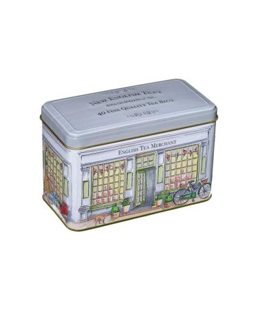 New English Teas Vintage English Tea Merchants Tea Tin with 40 English Breakfast Teabags