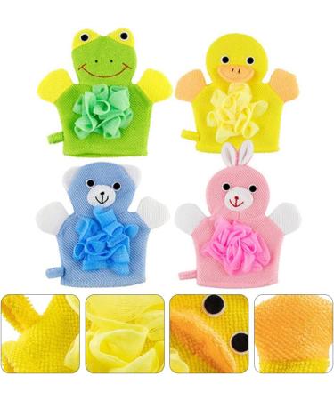 Beavorty 4pcs Kids Bath Towel & Scrubbing Gloves Set - Soft Bath Mitts & Sponge for Toddlers - Dual Purpose Shower Accessories - Buy Online on GoSupps.com