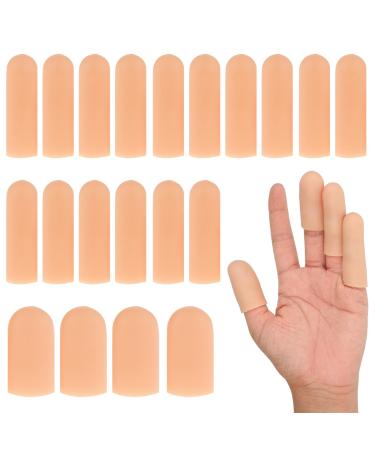 20 PCS Gel Finger Cots Silicone Finger Protectors Finger Sleeves for Dry Skin Rubber Finger Covers for Finger Cracking Wound Hand Eczema Finger Arthritis and More (2 Size Nude)