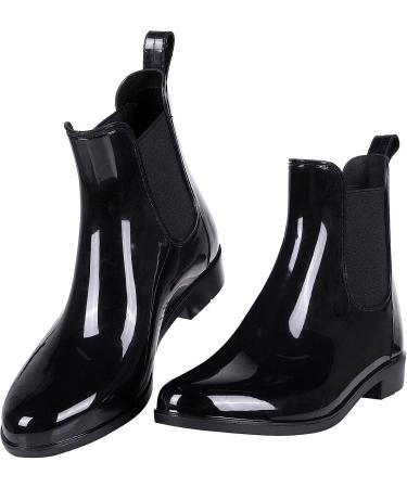 Evshine Women's Lightweight Chelsea Rain Boots - Size 9 Black | Waterproof Ankle Booties - Buy Online on GoSupps.com