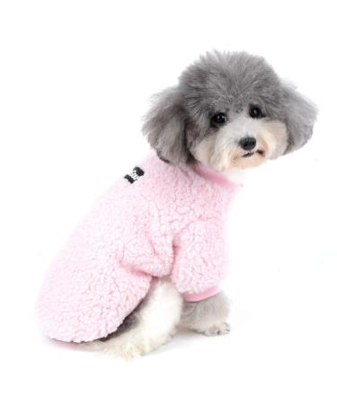 Zunea Small Dog Sweater Coat Winter Fleece Puppy Clothes Warm Chihuahua Jacket Jumper Clothing Fall Pet Cat Doggy Boy Girl Shirt Apparel for Cold Weather (Pls Check The Size Detail of Chest and Back) L (Back: 11.5", Chest: 16.5") baby pink