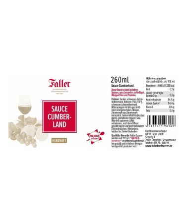 Faller Jams - Gourmet Cumberland Sauce 260ml | International Shipping Available - Buy Online on GoSupps.com