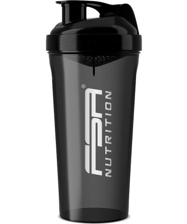 FSA Nutrition Shaker protein shake - 800 ml - BPA free - leak -proof - Premium quality - with scale - protein shaker - with sieve for lump -free shakes - black - Buy Online on GoSupps.com