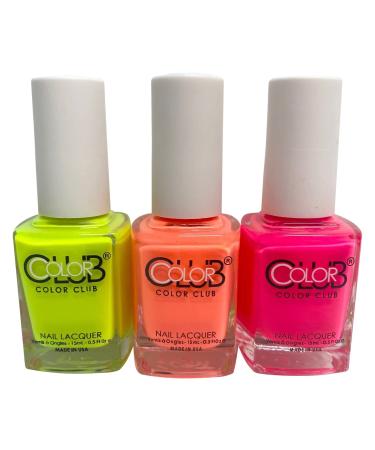 Color Club Neon Warm Nail Polish Set of 3 - Gel Nail Polish for Salon Style Nail Manicure and Nail Art - Modern Style Soak Off UV Gel Nail Polish Set