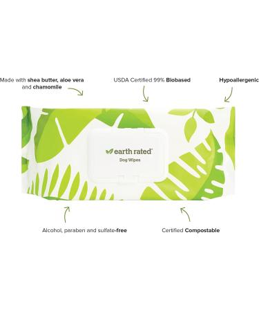 Earth Rated Unscented Dog Wipes - 100 Biodegradable Wipes for Clean Paws & Coats - Buy Online on GoSupps.com