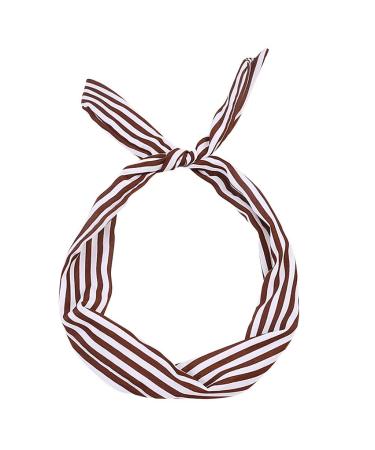 Wire hair band Classic simply headband stripes ywlink retro 1950 women cotton knitted twisted soft turban head packaging (B coffee) B coffee head circumference: 48-58 cm / 189-228