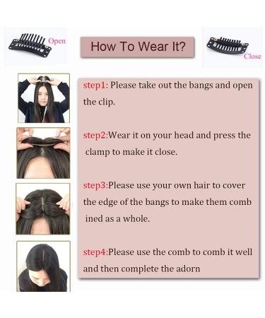 Anemone Real Human Hair Topper Bangs for Mild Hair Loss (1B) - 6 Clip-in Hairpiece for Women and Men - Buy Online on GoSupps.com