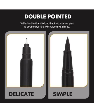 Hemoton 2Pieces Black Food Coloring Markers Ultra Fine Tip (0.7mm) Edible Pen Food Grade Writer for Decorating Painting Drawing Baking Fondant Cake - Buy Online on GoSupps.com