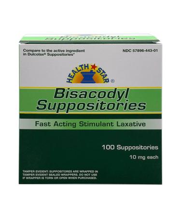 Health Star Bisacodyl (Dulcolax) Suppositories 10 mg (Box of 100)
