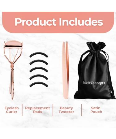 Rose Gold Eyelash Curler Kit with 5 Replacement Pads - Universal Lash Curler for Women - Buy Online on GoSupps.com