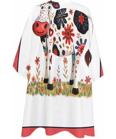 Farmhouse Cow Barber Cape - Adjustable Hair Cutting Cape for All Ages | Watercolor Autumn Floral Design | 55x63 Inch Hairdressing Accessory - Buy Online on GoSupps.com