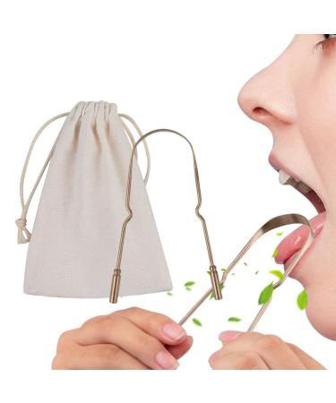 Pacienjo tongue cleaner made of metal for adults tongue cleaner made of stainless steel |Cleaning scraper in U-form for oral hygiene fresh breath made of antique brass u sac de v tement