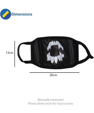 Komonee Adults Face Mask Washable Reusable Trendy Dustproof Cloth Mouth Cover Covering For Boys Girls Indoors Outdoors Childrens School Protection Scary Teeth - Buy Online on GoSupps.com