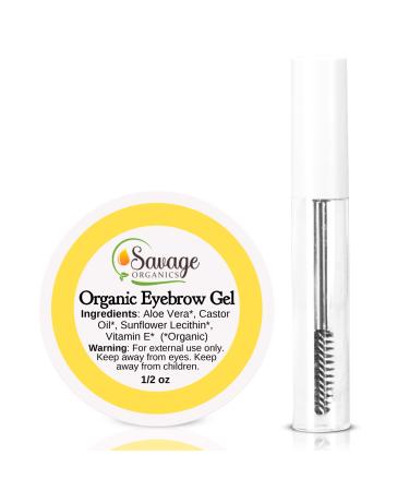 Organic Eyebrow Gel by Savage Organics- Rock Your Brows Like a Boss with No Chemicals- All-Natural Organic Formula Styles  Grows & Nourishes Your Brows for a Beautiful Look-   oz Glass Jar