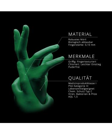 Ampri Biodegradable Nitrile Gloves - Green Powder-Free 100 Pieces/Box Size L | Disposable Nature Gloves by Med-Comfort (XS S M L XL) - Buy Online on GoSupps.com
