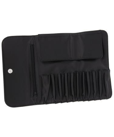 Empty cosmetic brush bag Kosmetex for 11 brushes with zip compartment brush case brush bag black imitation leather