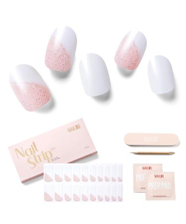 Nailog Nail Wraps 20Pcs Semi Cured Nail Polish Stickers Long -lasting nail wraps for women with soft gel finish nail art strips kit Mademoiselle