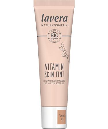 Lavera vitamin Skin Tint Tanned 03 - Foundation - Fresh complexion & natural finish - conceals fine unevenness - vegan - Vegan - Natural cosmetics - 30 ml (1 Pack) Tanned 03