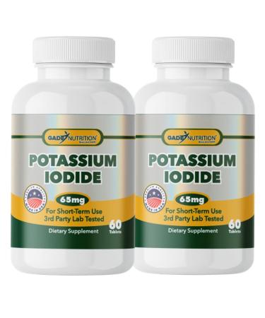 Potassium Iodide 65 mg Per Serving- Dietary Supplement Thyroid Support - Non -GMO Made in USA - 120 Tablets