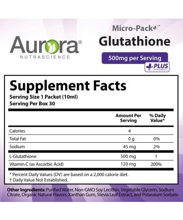 Shop Aurora Nutrascience Liposomal Glutathione - 500mg 30 Packets | Immune Support Antioxidant Non-GMO Gluten & Sugar Free - Buy Online on GoSupps.com