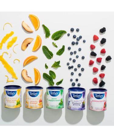 Tetley Clarity Blueberry Ginseng with Ginkgo Herbal Tea - 20 Tea Bags 40 Grams Naturally Caffeine Free BlueberryGinseng - Buy Online on GoSupps.com