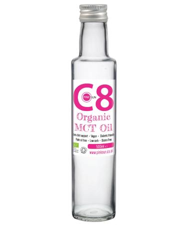 PINK SUN Organic MCT Oil 500ml Pure C8 in Glass Bottle - Support Keto Diet - 100% Liquid Coconut Oil Food Grade Gluten Free Vegan Vegetarian No Preservatives - Buy Online on GoSupps.com
