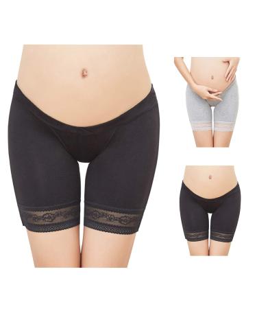 FEOYA Maternity Shorts Knickers High Elastic Cotton Safety Shorts Pants 2pcs 2XL (132-165) Low Wait 01