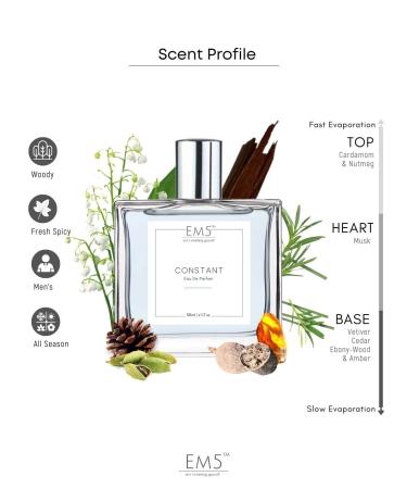 E.M-' Constant Perfume EDP Spray for Men | Spicy Musky Woody Scent | Strong and Long Lasting Fragrance Spray | Luxury Gift for Him Visit the Em5 Store - Buy Online on GoSupps.com
