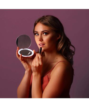 Fancii Compact Magnifying Mirror with Natural LED Lights - 1x/10x Magnification, Portable Makeup Mirror for Travel - Rose Gold (Lumi Mini) - Buy Online on GoSupps.com