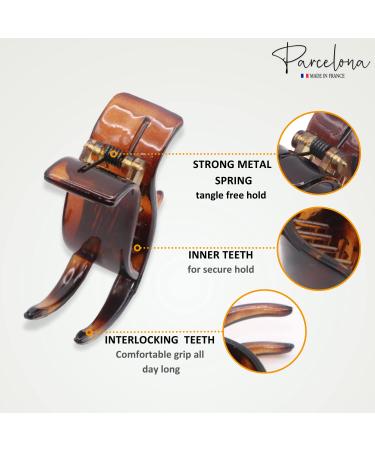 Parcelona French 3 Teeth Savana & Tortoise Shell Fish Style Ponytail Holder Set - Strong Grip Hair Claw Clip - Buy Online on GoSupps.com