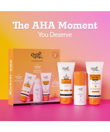Chemist at Play Exfoliating Kit | Exfoliating Body Wash Removes Tan | Underarm Roll On Fights Odour & Brightens Underarm | AHA Body Lotion Nourishes Skin - Buy Online on GoSupps.com