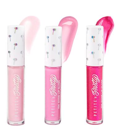 Petite 'N Pretty Snow-Glowed Travel-Size 10K Shine Lip Gloss Trio for Kids  Children  Tweens and Teens- High Shine and Lightweight- Non Toxic and Made in the USA Snow-Glowed Trio