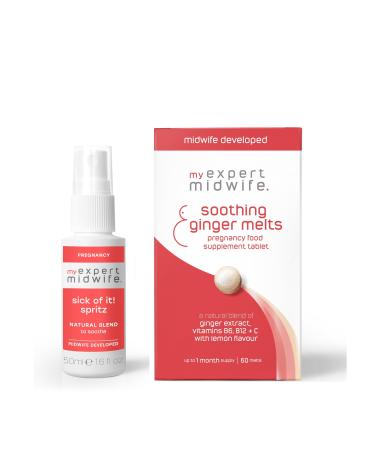 My Expert Midwife Pregnancy and Nausea Relief Duo - Sick of It! Spritz & Soothing Ginger Melts Help Manage Morning Sickness Vegan 2 Count (Pack of 1)