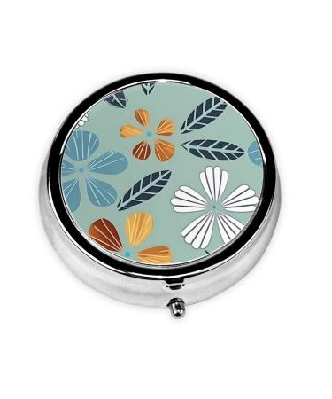 Light Coloured Floralround Pill Box 3 Compartments Round Pill Box Organizer for Purse Or Pocket Portable Travel Pill Box