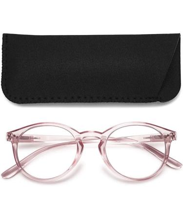 MAGIMODAC Women Computer Reading Glasses - Oval Design Light Filter Visual Aid 1.25 Diopters Transparent Pink - Ideal for Reading & Screen Use - Buy Online on GoSupps.com
