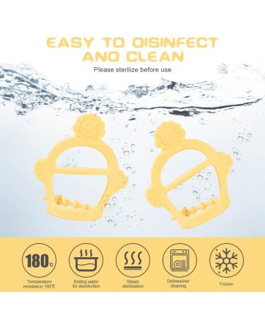 Vicloon Baby Teething Ring - 2PC Silicone BPA-Free Soft Lion Bite Toys for 3+ Months - Dental Aid & Massager - Yellow - Buy Online on GoSupps.com