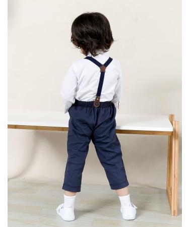 Mintgreen Baby Boy Wedding Outfit Set | Gentleman Suit Bodysuit with Suspender Trousers, Shirt, and Bow Tie | 9-12 Months | White Blue - Buy Online on GoSupps.com