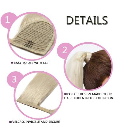 SEGO Platinum Blonde Real Hair Ponytail Extensions - 16 Remy Human Hair Clip-In Braid & Bangs - 80g - Buy Online on GoSupps.com