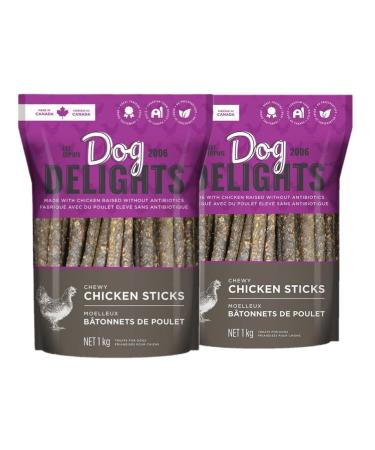 Dog Delights Chewy Chicken Sticks Made with Chicken Raised Without Antibiotics - 2 x 1Kg/ 35oz